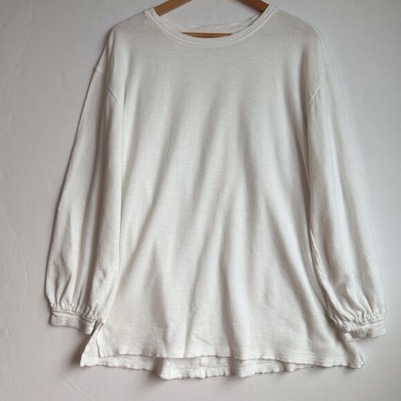 Free People Tops - Free People We The Free Tee Oversized Distressed Long Sleeve Top White Medium